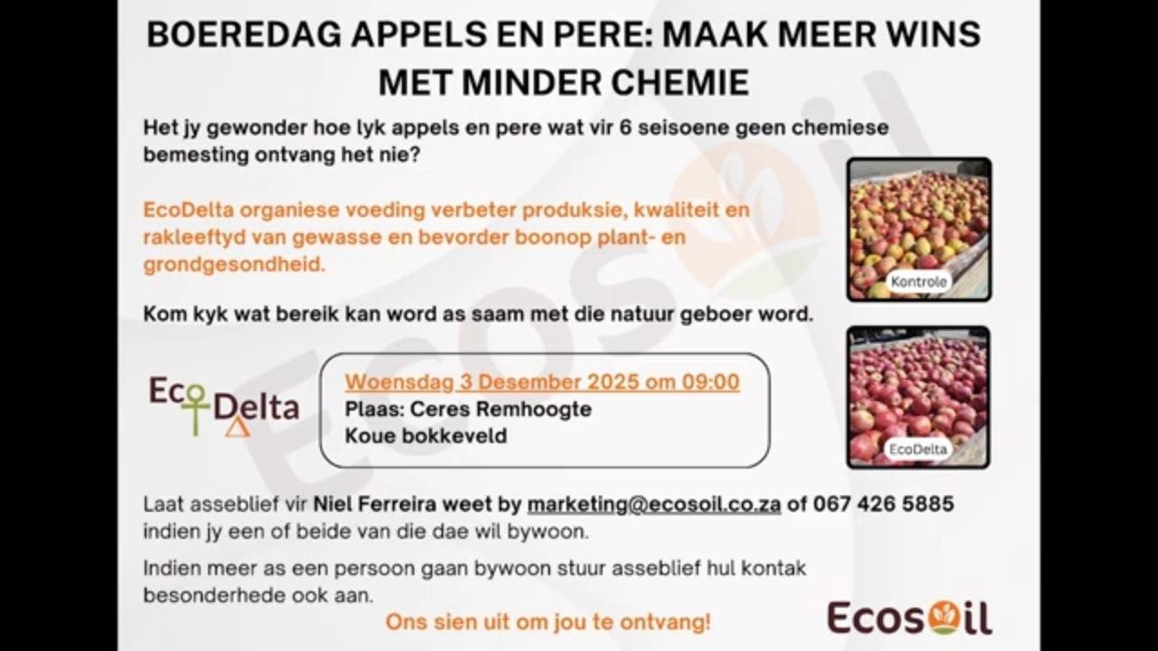 Hoe lyk appels en pere wat vir 6 seisoene geen chemiese bemesting ontvang het nie?