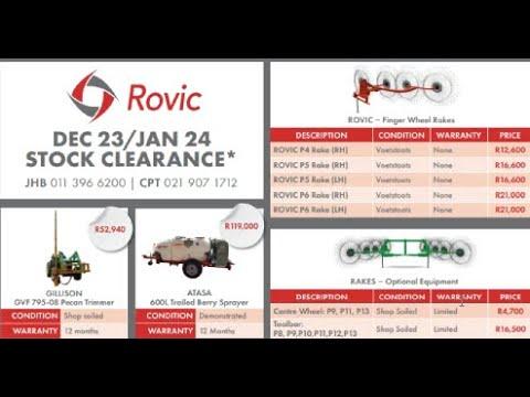 Rovic Leers het 'n spesiale aanbod wat tot einde Januarie aan is! Alles moet gaan.